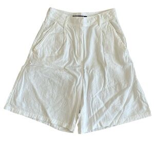 French Connection Ultra High Rise Wide Leg Flare Shorts White‎ Summer Women’s 4